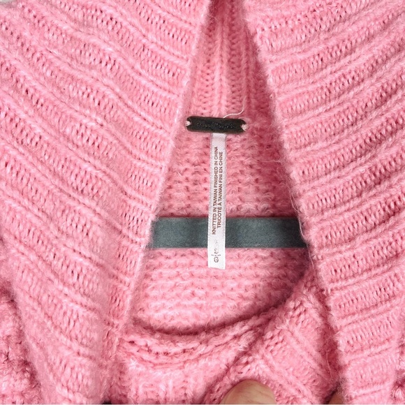 NWT Free People Bradley Textured Cropped Mock Neck Pullover Sweater in Pink - Picture 5 of 6